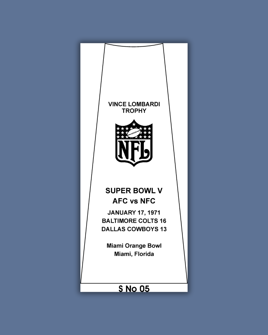 Super Bowl 5 Replica Trophy – 1971 Baltimore Colts Championship - Image 5